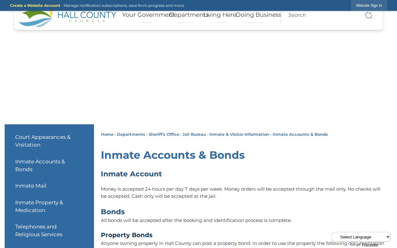 Hall County 24-hour release bond instructions