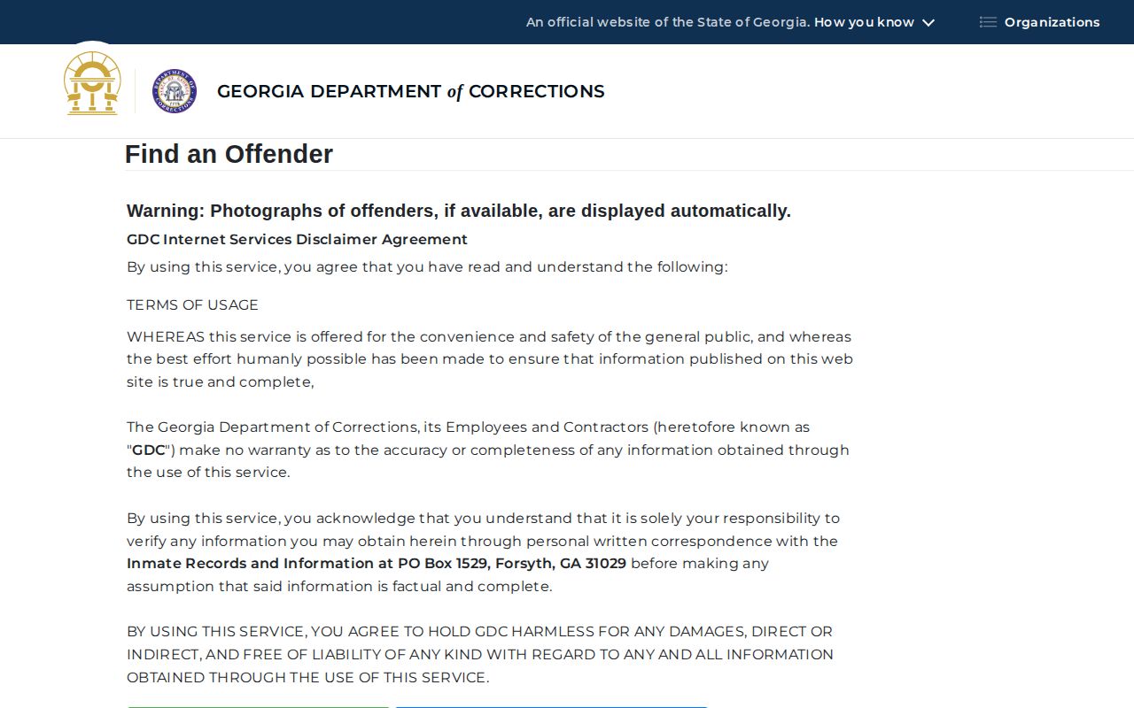 Georgia GDC offender search for Hall County released inmates