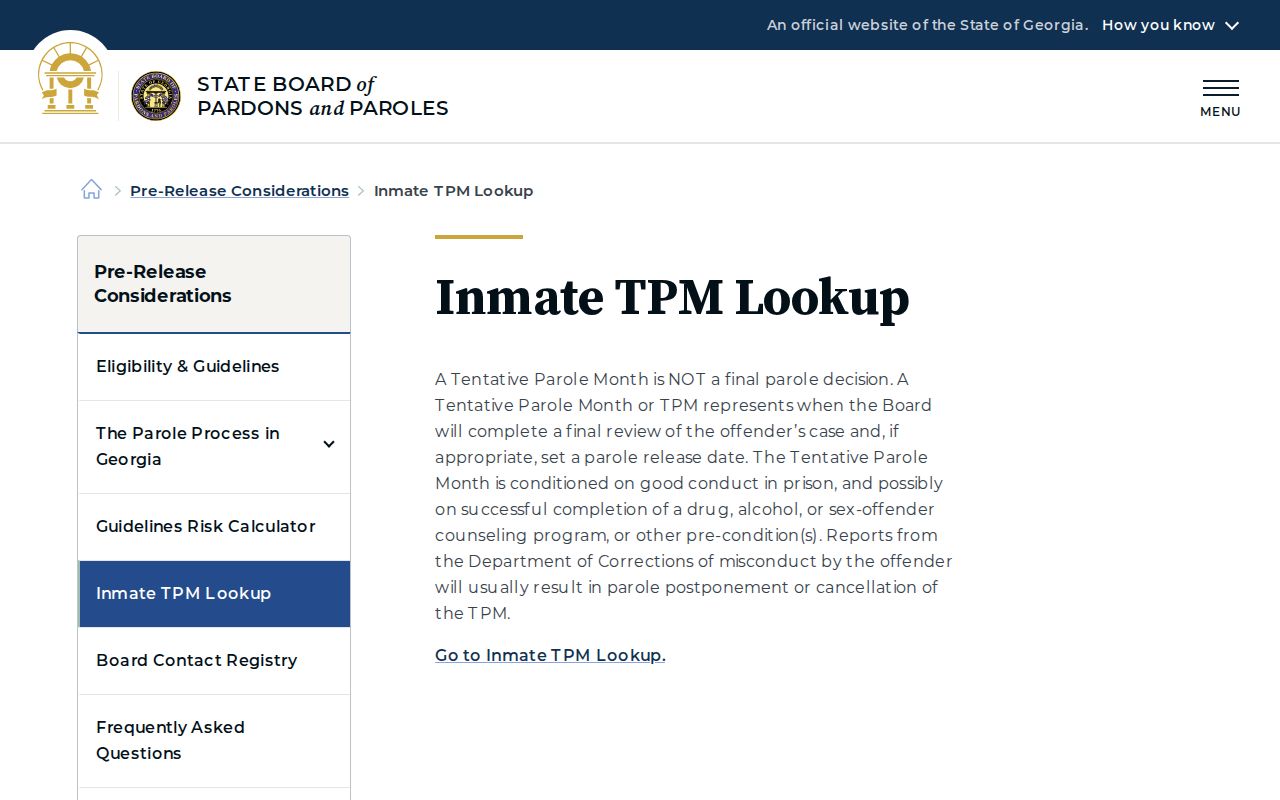 Hall County projected release date TPM lookup source