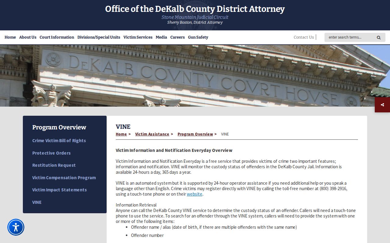 Hall County VINELink release notification PIN instructions